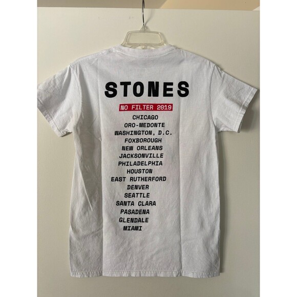 Official Rolling Stones No Filter 2019 Tour Tongue and Lips T-Shirt White, Small - Picture 3 of 5